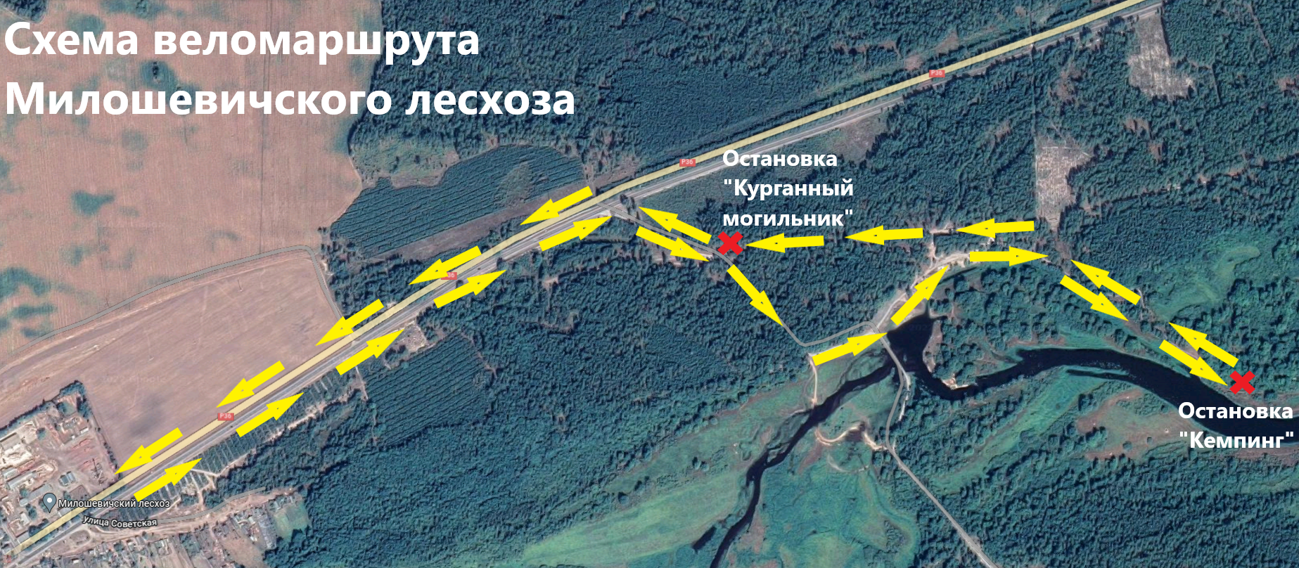 Схема веломаршрута Милошевичи 010822